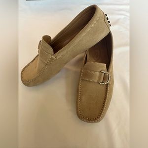Tod’s Gommini Driving Shoes, Beige Suede, US 8
